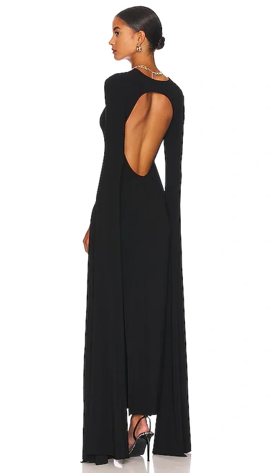 Norma Kamali Ribbon Sleeve Gown In Black