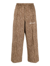 Palm Angels Animalier-print Cropped Track Pants In Brown