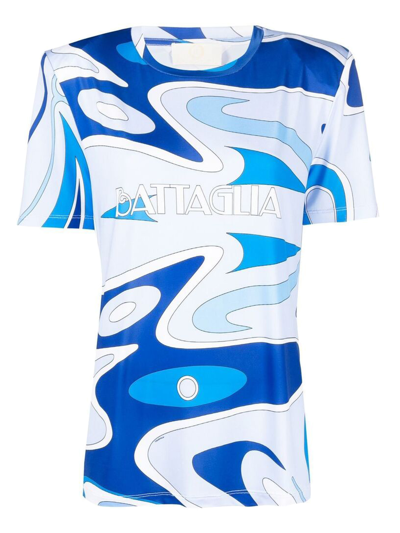 Sara Battaglia Abstract-pattern Print T-shirt In Navy