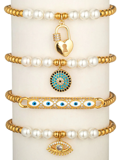 Eye Candy La Women's The Luxe Charlottle 4 Piece Beaded Bracelets In Brass