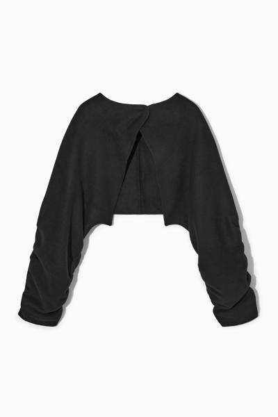 Cos Open-back Wool Bolero Jacket In Black