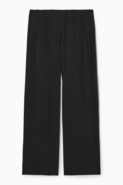 Cos Pleated Elasticated Trousers In Black