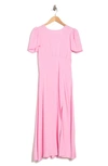 Afrm Jamie Print Open Back Short Sleeve Dress In Prism Pink