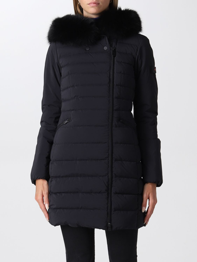 Peuterey Seriola Long Puffer Coat With Hood In Black