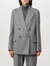 Brunello Cucinelli Double-breasted Cashmere Blazer In Grey