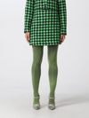 Msgm Houndstooth-print Wool Mini Skirt In Green