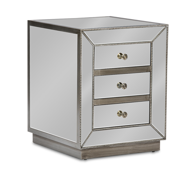 Furniture Varinia 3-drawer Nightstand In Silver