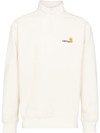 Carhartt Off-white Half Zip American Script Sweatshirt In Weiss