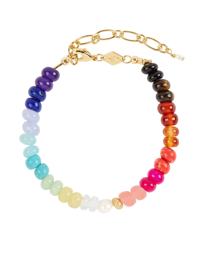 Anni Lu Iris 18ct Yellow Gold-plated Brass, Freshwater Pearl And Gemstone Bead Bracelet In Multi