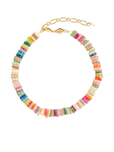 Anni Lu Holiday 18ct Yellow-gold Plated Brass And Shell Beaded Anklet In Multicoloured