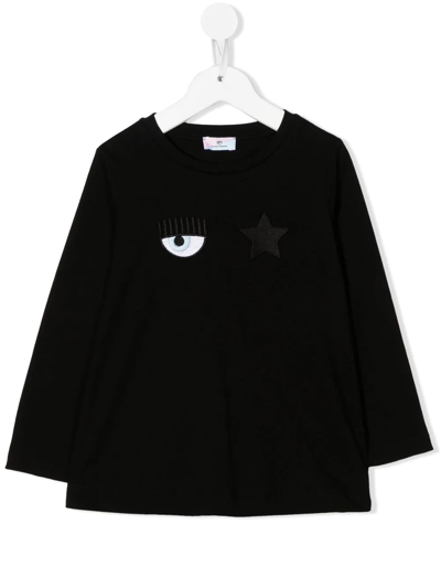 Chiara Ferragni Kids' Embroidered-logo Cotton Sweatshirt In 0050 Black