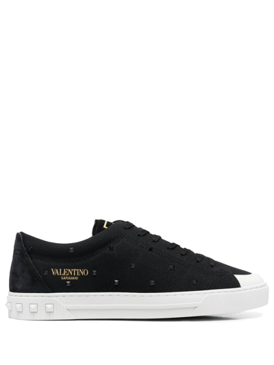 Valentino Garavani Black Rockstud Embellished Sneakers