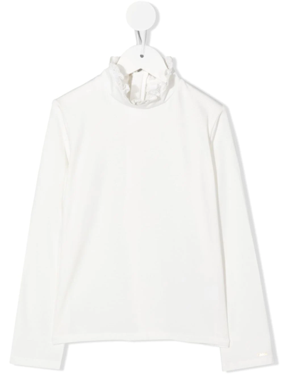 Chloé Kids' Broderie-anglaise Ruffle T-shirt In White