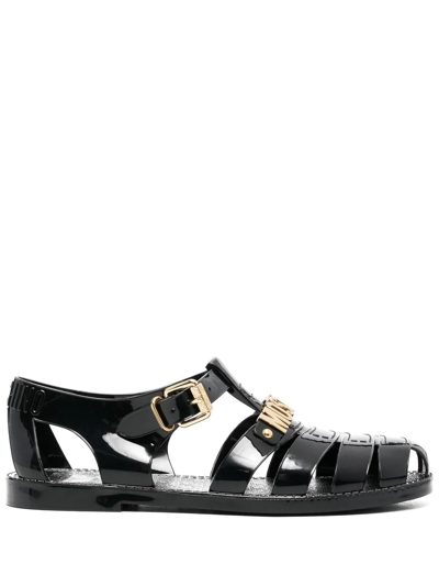 MOSCHINO LOGO-PLAQUE SANDALS