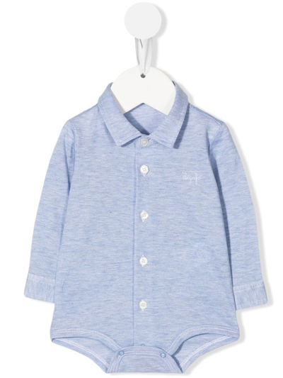 Il Gufo Babies' Shirt-style Cotton Body In Azzurro