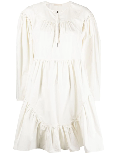 Ulla Johnson Panelled Short Poplin Dress In White