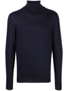 Fedeli Man Navy Blue Turtleneck Cashmere And Silk Pullover In Blau