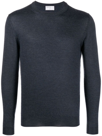 Fedeli Crew-neck Cashmere-silk Jumper In Blau