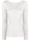 P.a.r.o.s.h V-neck Ribbed Knit Jumper In Nude