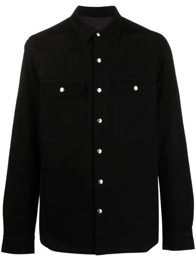 Rick Owens Long-sleeved Shirt Jacket In Black
