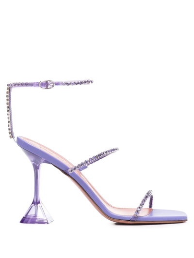 Amina Muaddi Gilda Crystal-embellished Strappy Sandals In Purple