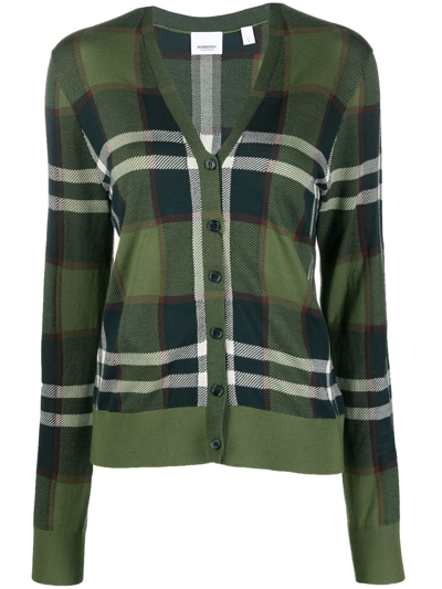 Burberry Vintage Check Wool-blend Cardigan In Green