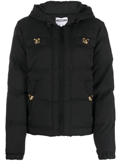 Moschino Teddy Button-detail Padded Jacket In Schwarz