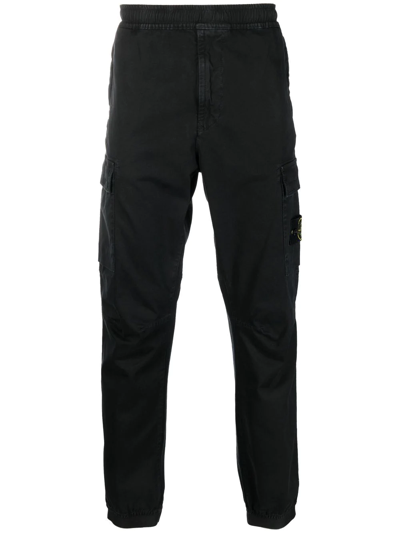 Stone Island Compass-patch Cargo Trousers In Black