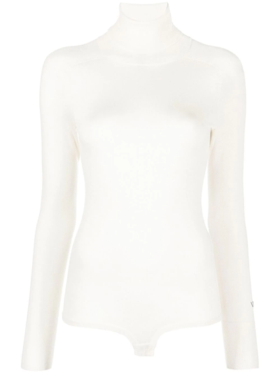 Victoria Beckham High-neck Long-sleeve Top In Nude