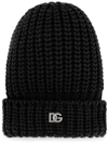 DOLCE & GABBANA CHUNKY-KNIT LOGO BEANIE