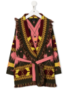 Alanui Icon Jacquard Cashmere Cardigan In Rosa