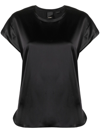 Pinko Satin-finish Round-neck T-shirt In Black