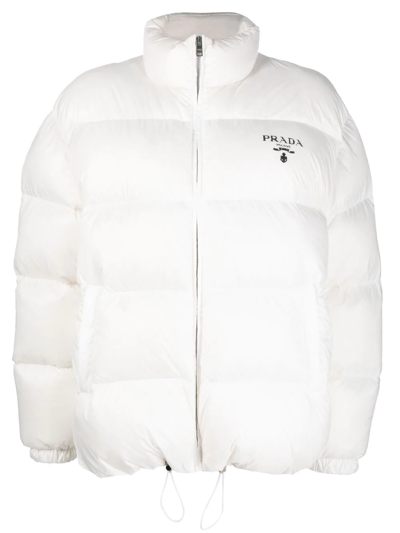 Prada Re-nylon Puffer Jacket In Weiss