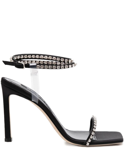 Sergio Rossi 110mm Crystal-embellished Leather Sandals In Nero And Crystal