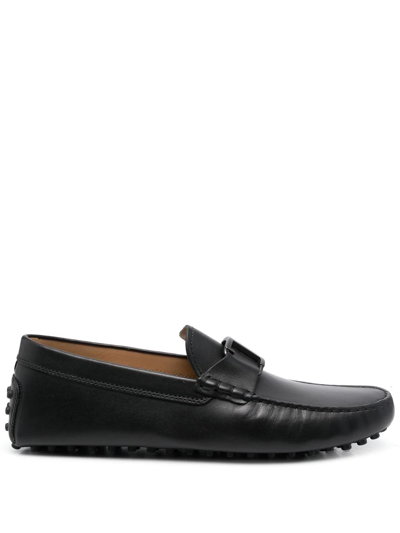 Tod's Almond-toe Leather Loafers In Schwarz
