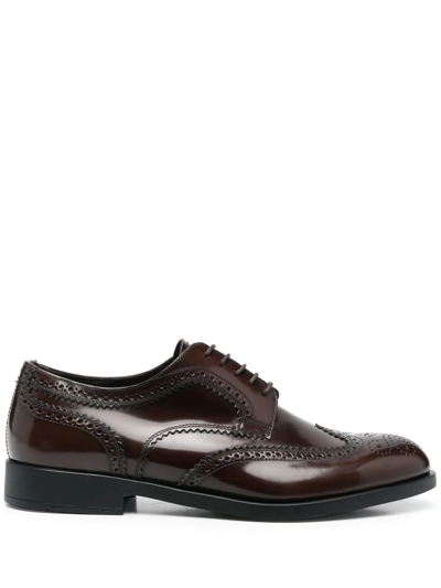 Fratelli Rossetti Lace-up Calf Leather Brogues In Braun