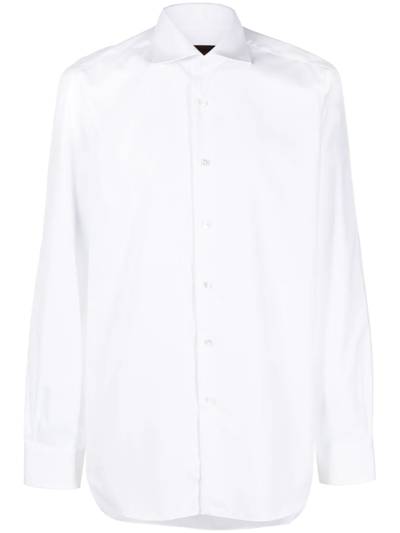Barba Napoli Cutaway-collar Cotton Shirt In Weiss