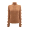 Jw Anderson Merino Wool Cutout-sleeve Turtleneck Sweater In Beige