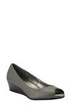 Bandolino Women's Candra Peep Toe Dress Wedges Women's Shoes In Dark Grey