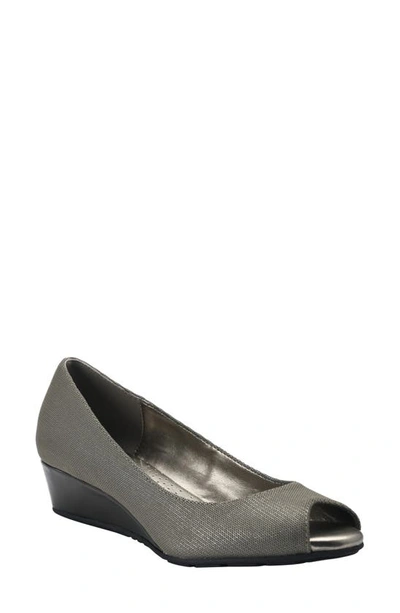Bandolino Women's Candra Peep Toe Dress Wedges Women's Shoes In Pewter