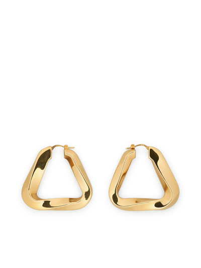 Bottega Veneta Twisted-triangle Rose-gold Plated Hoop Earrings In Metallic Yellow Gold