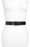 Madewell Medium Perfect Leather Belt In True Black/ Silver