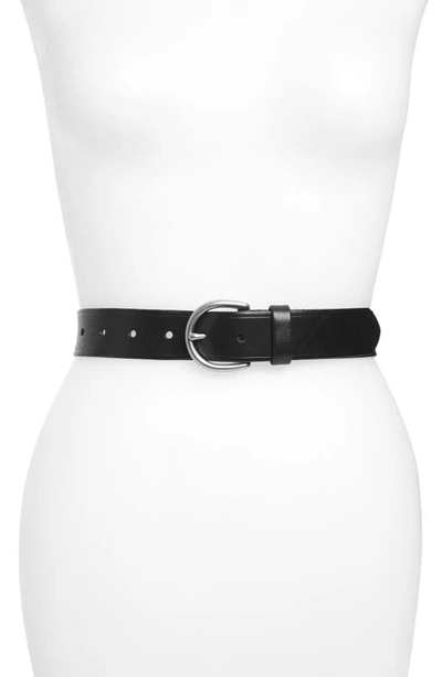 Madewell Medium Perfect Leather Belt In True Black/ Silver