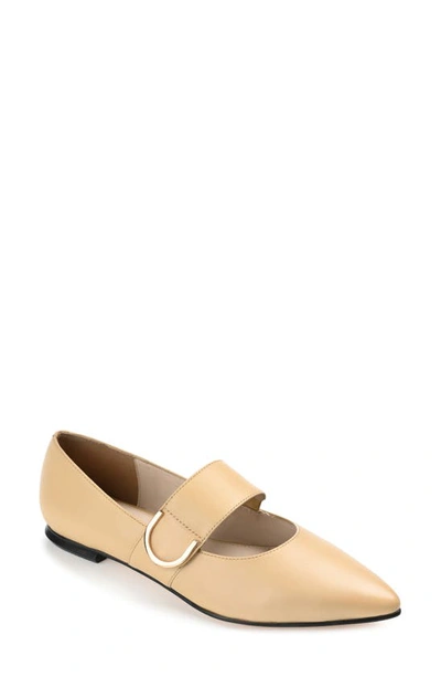 Journee Signature Emerence Mary Jane Flat In Tan/beige