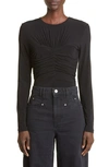 Isabel Marant Jalila Ruched Bustier Long Sleeve Top In Black