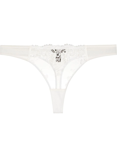 Kiki De Montparnasse Juliette Embroidered Tulle Thong In White