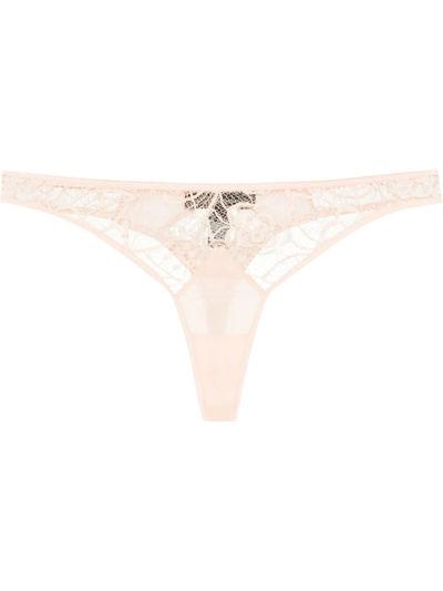 Kiki De Montparnasse Coquette Lace Thong In Pink