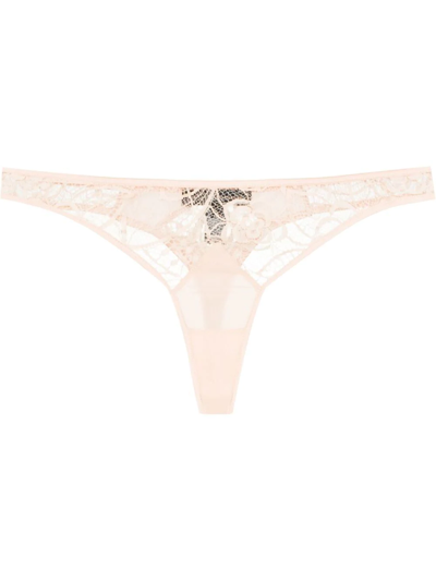 Kiki De Montparnasse Coquette Lace Thong In Neutrals