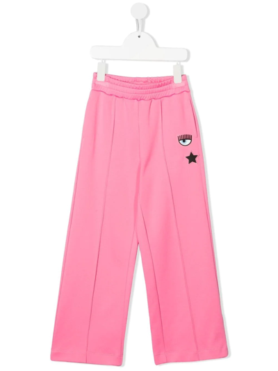 Chiara Ferragni Kids' Embroidered Logo Track Pants In Pink