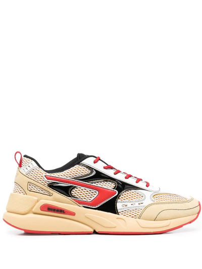Diesel Mesh-suede Panelled Sneakers In White